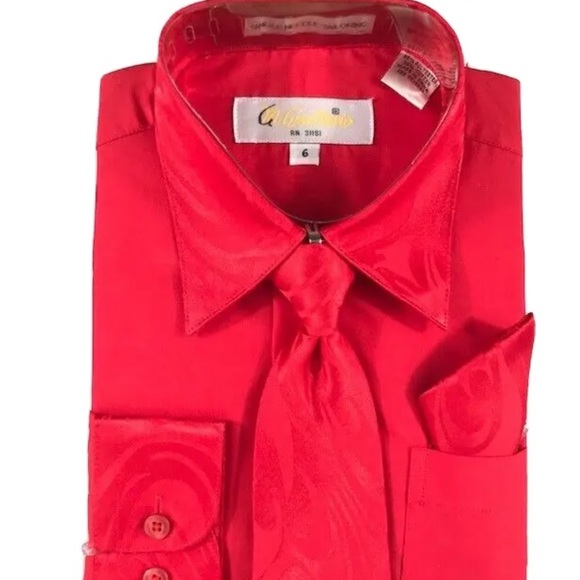 Gian Mario Boys Red Dress Shirt - Picture 4 of 4